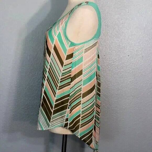 Mine Tribal Print Colorful Tank Top Lattice Back Size M - Picture 5 of 9